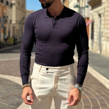 Polo blu navy maniche lunghe 2.0 - FLAG STORE